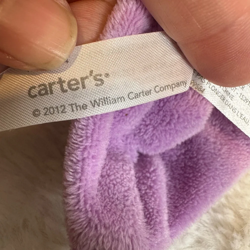 Carters Purple Bear Floral Security Blanket Lovey Plush Flower 2012 14x14